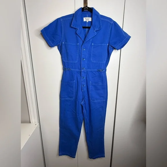 Reformation Morgan Cotton Twill Jumpsuit Blue NWOT size 2 - Picture 2 of 10